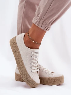 Trampki Damskie Na Platformie Z Plecionką Lee Cooper LCW-25-02-3284 Jasnobeżowe