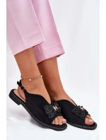 Dámské Sandály S Mašlí Na Plochém Podpatku model 21696702 Černé - S.Barski