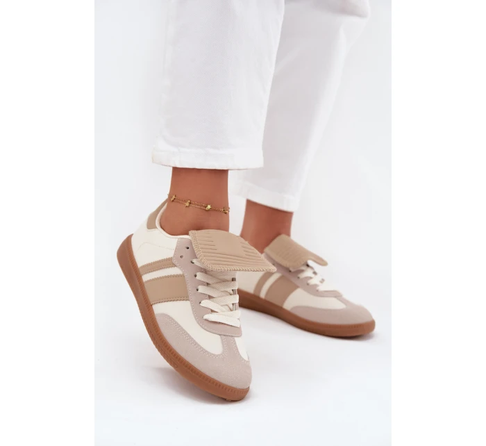 Niskie Sneakersy Damskie Z Wywiniętym Językiem Beżowe Ardira Niskie Sneakersy Damskie Z Wywiniętym Językiem Beżowe Ardira