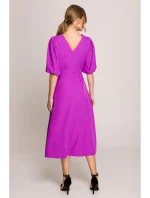 S399 Šaty s puzdrovými rukávmi - levanduľové