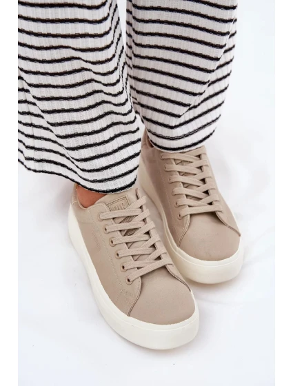 Dámske textilné tenisky na platforme Big Star - béžové Dámske textilné tenisky na platforme Big Star - béžové