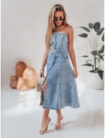 Džínové midi šaty s páskem SUMMER SKY blue Dstreet model 21987587 - FashionStreet