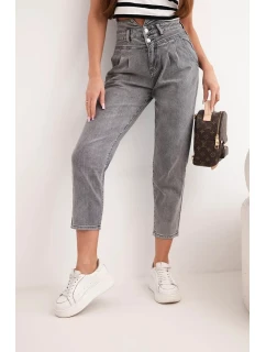 Dámské džíny s dvojitým zapínáním grafitové model 21951843 - K-Fashion