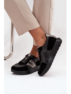 Dámské tenisky na platformě model 21712571 Černé - VINCEZA