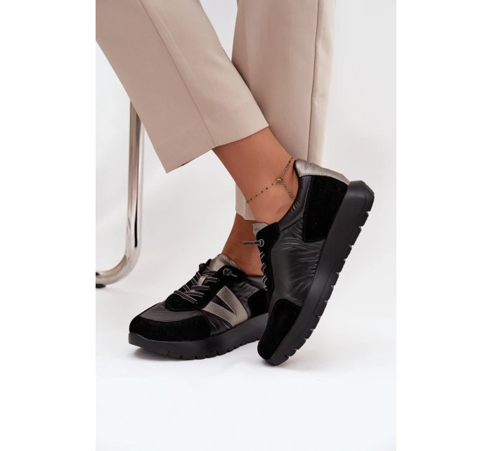 Sneakersy Damskie Na Platformie Vinceza 58561 Czarne