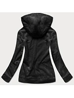Černá dámská plyšová mikina model 16150327 - J.STYLE Černá dámská plyšová mikina model 16150327 - J.STYLE