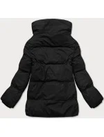 Čierna krátka zimná bunda s vysokým stojacím golierom (5m729-392)