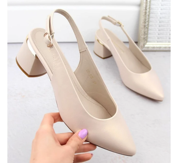 W béžové  elegantní sandály model 21776016 - SERGIO LEONE