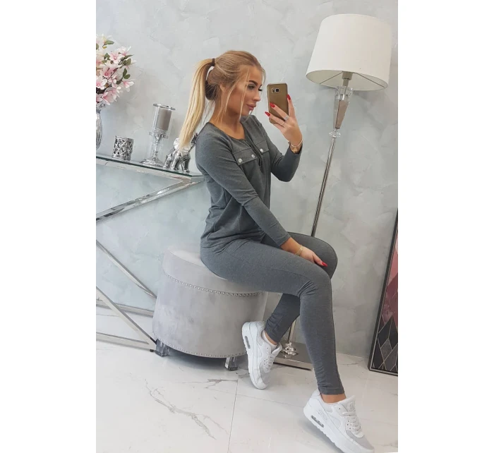 Súprava s gombíkovým výstrihom grafitová