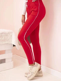 Dámské bavlněné cargo kalhoty s kapsami a řetízkem béžové