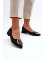 Czółenka Na Niskim Obcasie Z Eko Zamszu S.Barski KV27-037 Czarne