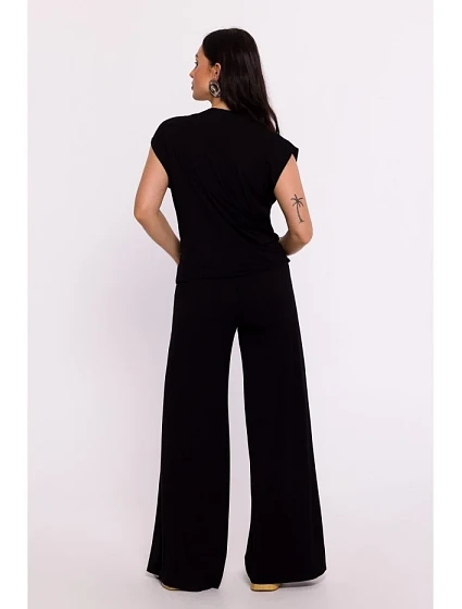 model 19670599 Viskózový zavinovací top s výstřihem do V černý - BeWear