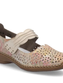 Dámská kožená prolamovaná obuv na suchý zip model 22021923 - Rieker