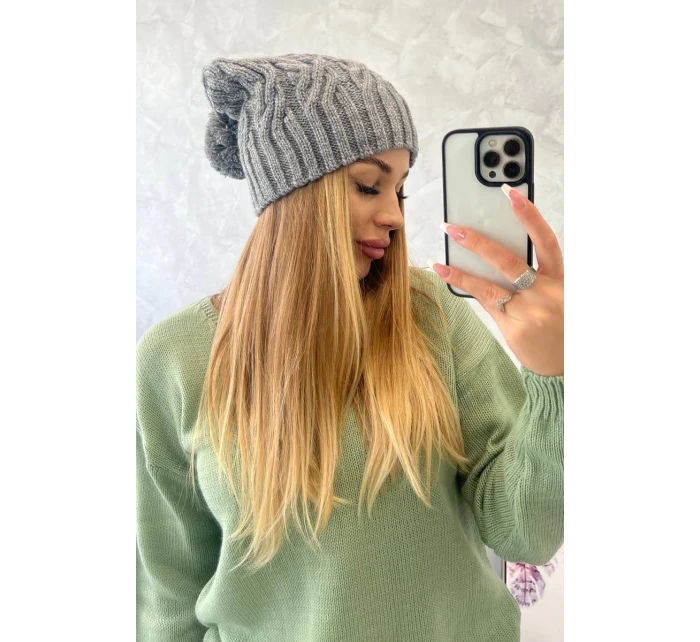 Fleecová čepice Paulina model 18750167 tmavě šedá - K-Fashion Fleecová čepice Paulina model 18750167 tmavě šedá - K-Fashion