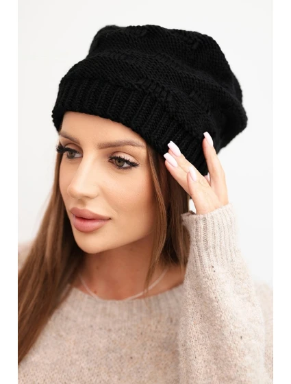 Dámská zimní čepice z vlny s pletením černá model 21782967 - K-Fashion