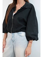 Dámska bavlnená bunda typu bomber na zips, čierna Dámska bavlnená bunda typu bomber na zips, čierna