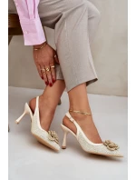 Plecione Szpilki Z Odkrytą Piętą Beżowe Lanithra