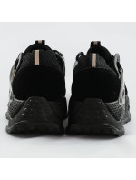 Čierne šnurovacie topánky so zvýšenou podrážkou (7002)