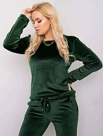 Dámske velúrové tepláky plus size tmavozelené (6085)