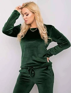 Tmavě zelená dámská velurová plus size souprava model 19578872 - Factory Price