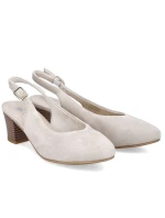 Béžové kožené lodičky s otvorenou špičkou Rieker 44651-60