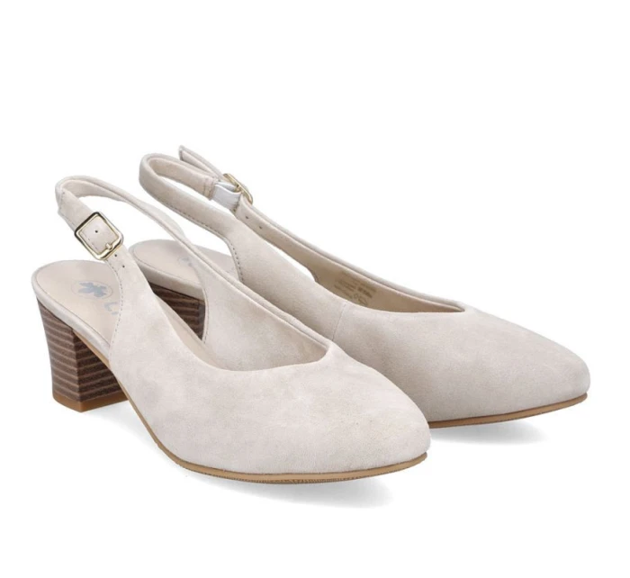 Béžové kožené lodičky s otvorenou špičkou Rieker 44651-60