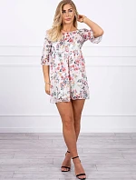 Španielske šaty s kvetinovým motívom ecru