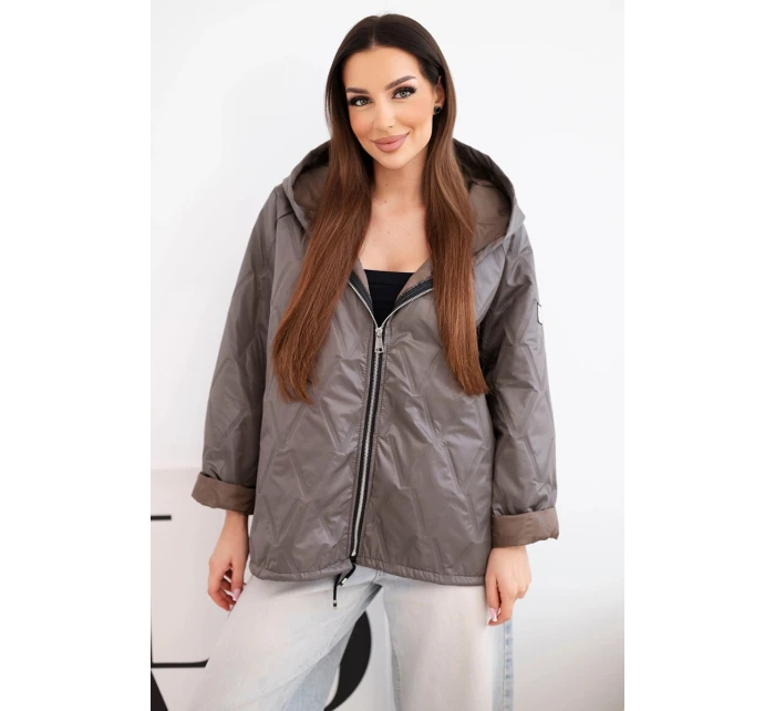 Dámská jarní prošívaná bunda s kapucí a zipem fango