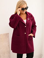 Dámský kabát Plus Size beránek s vlnou a kapsami světlá khaki