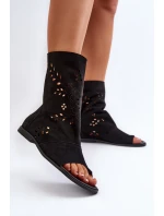 Zazoo 3437 Damskie Zamszowe Sandały Z Cholewką Na Zamek Czarne Zazoo 3437 Damskie Zamszowe Sandały Z Cholewką Na Zamek Czarne