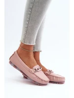 Dámské kožené mokasíny s ozdobou růžové model 21655767 - S.Barski