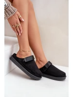 Zateplené dámské pantofle na platformě černé model 21680693 - Boto