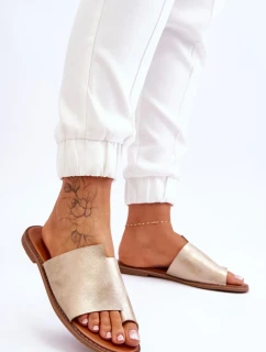 Dámske kožené žabky Light Gold Amite