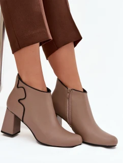 Dámske zateplené členkové topánky na stĺpiku - béžové Ivessara