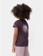 Dievčenské tričko s potlačou 4FJSS23TTSHF390-50S fialové - 4F