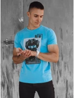 Pánske tyrkysové tričko s potlačou FashionStreet RX5551 Pánske tyrkysové tričko s potlačou FashionStreet RX5551