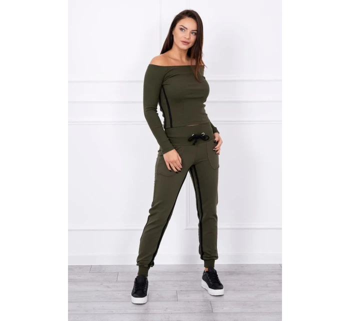 Súprava s dvojitými pruhmi v khaki farbe