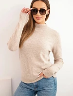 Dámsky sveter polo rolák z mäkkej priadze tmavo béžový