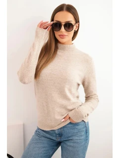 Dámsky sveter polo rolák z mäkkej priadze tmavo béžový