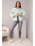 Dámska jarná prešívaná bunda s kvetinovým vzorom light mint