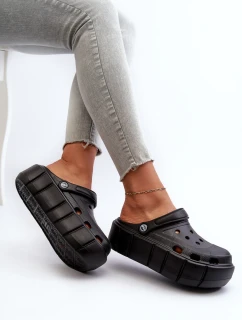 Piankowe Klapki Damskie Na Platformie Czarne Itubia