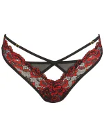 Sexy tangá V-10028 čierna/červená - Axami