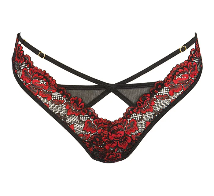 Sexy tangá V-10028 čierna/červená - Axami