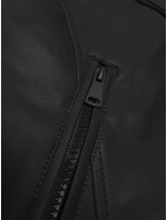 Čierna bunda s asymetrickým zipsom J Style (11Z8130)