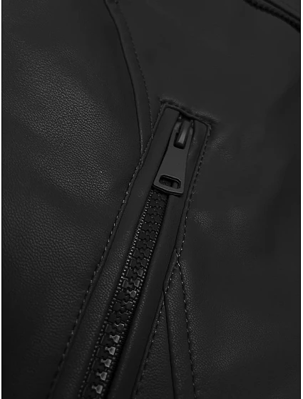 Černá bunda ramoneska s asymetrickým zipem model 19576658 - J.STYLE Černá bunda ramoneska s asymetrickým zipem model 19576658 - J.STYLE