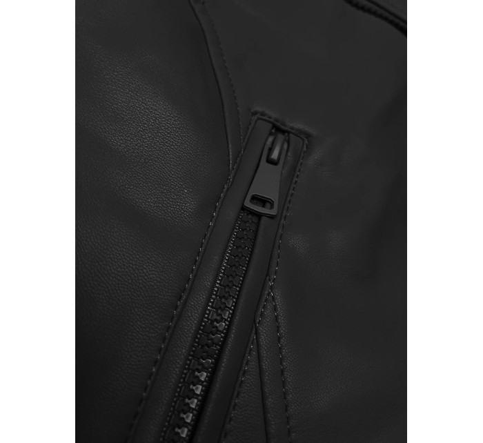 Čierna bunda s asymetrickým zipsom J Style (11Z8130)