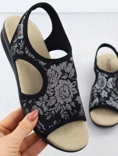 Dámske elastické kvetinové sandále High Seven Black Unisoft 7196