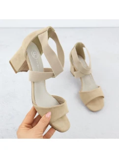 Dámské sandály na podpatku béžové model 21905040 - FILIPPO