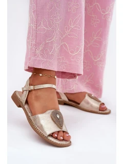 Dámské Sandály Na Plochém Podpatku S Ozdobou model 21696814 Zlaté - S.Barski