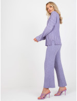 Dámsky fialový klasický sveter so širokými pruhmi